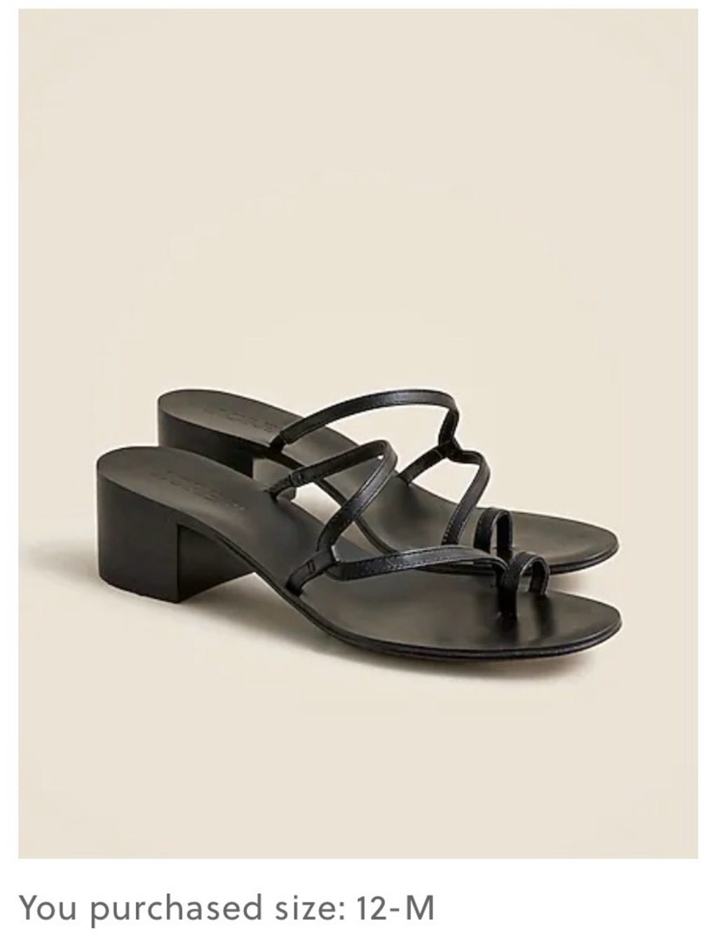 J. Crew Black Strappy Toe-Ring Mid Block Heel Sandals